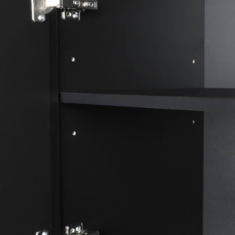 Versatile Freestanding Vertical Stripe Storage Cabinet with Cnclosed 2 Doors Cabinet, 3 Drawers and Adjustable Shelf