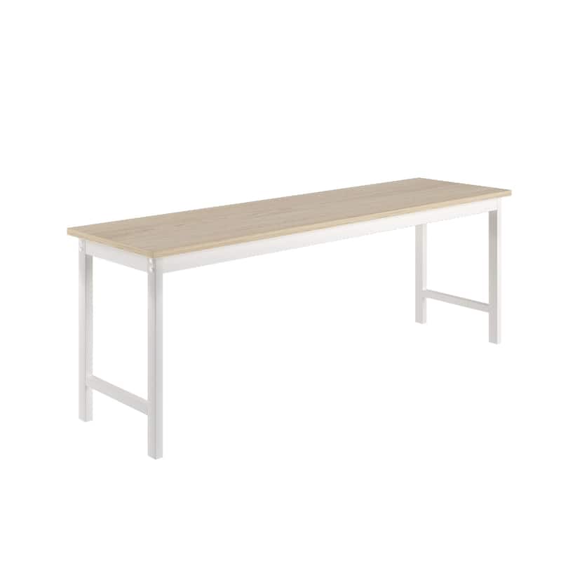 3-Piece Farmhouse Kitchen Table Set with Two Benches, Metal Frame, and MDF Board