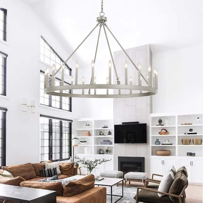 Acroma 24 Light Modern Farmhouse Wagon Wheel Chandelier-UL Certified - N/A