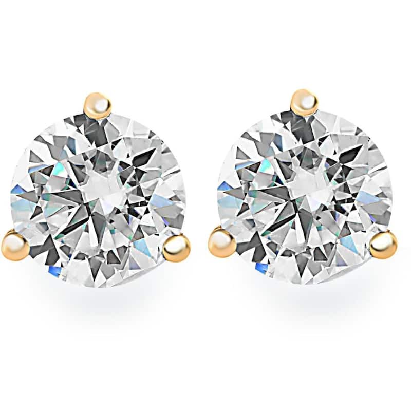 Bliss Diamond 1.50Ct TW Round Diamond Martini Studs 3-Prong Gold Lab Grown - Yellow