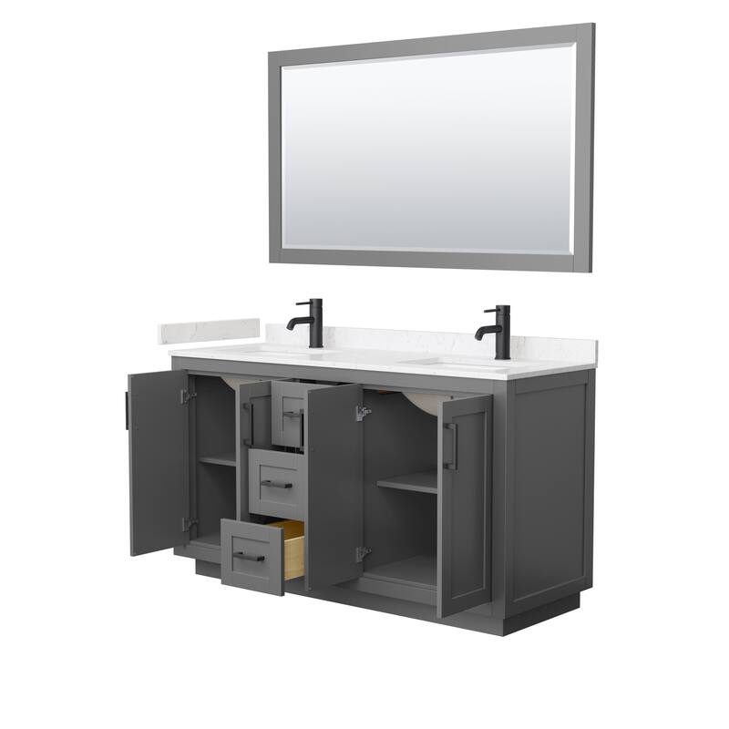 Miranda Bathroom Vanity Set, Cultured Marble Top, 58-Inch Mirror