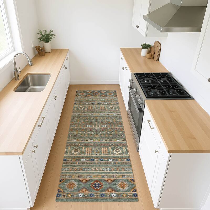 Machine Washable Indoor/ Outdoor Boho Moroccan Chantille Rug