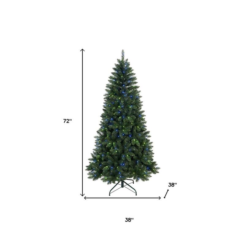 HomeRoots 6' Pre Lit Full Fir Christmas Tree - Green - 38.00 in. x 72.00 in. x 38.00 in.