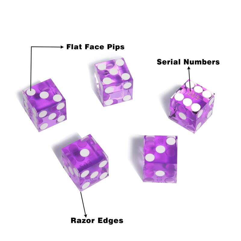 GSE™ Instant Casino Craps Game Set with 5 of 19mm Precision Casino Dice with Matching Serial Numbers, 3-Inch Craps On/Off Puck