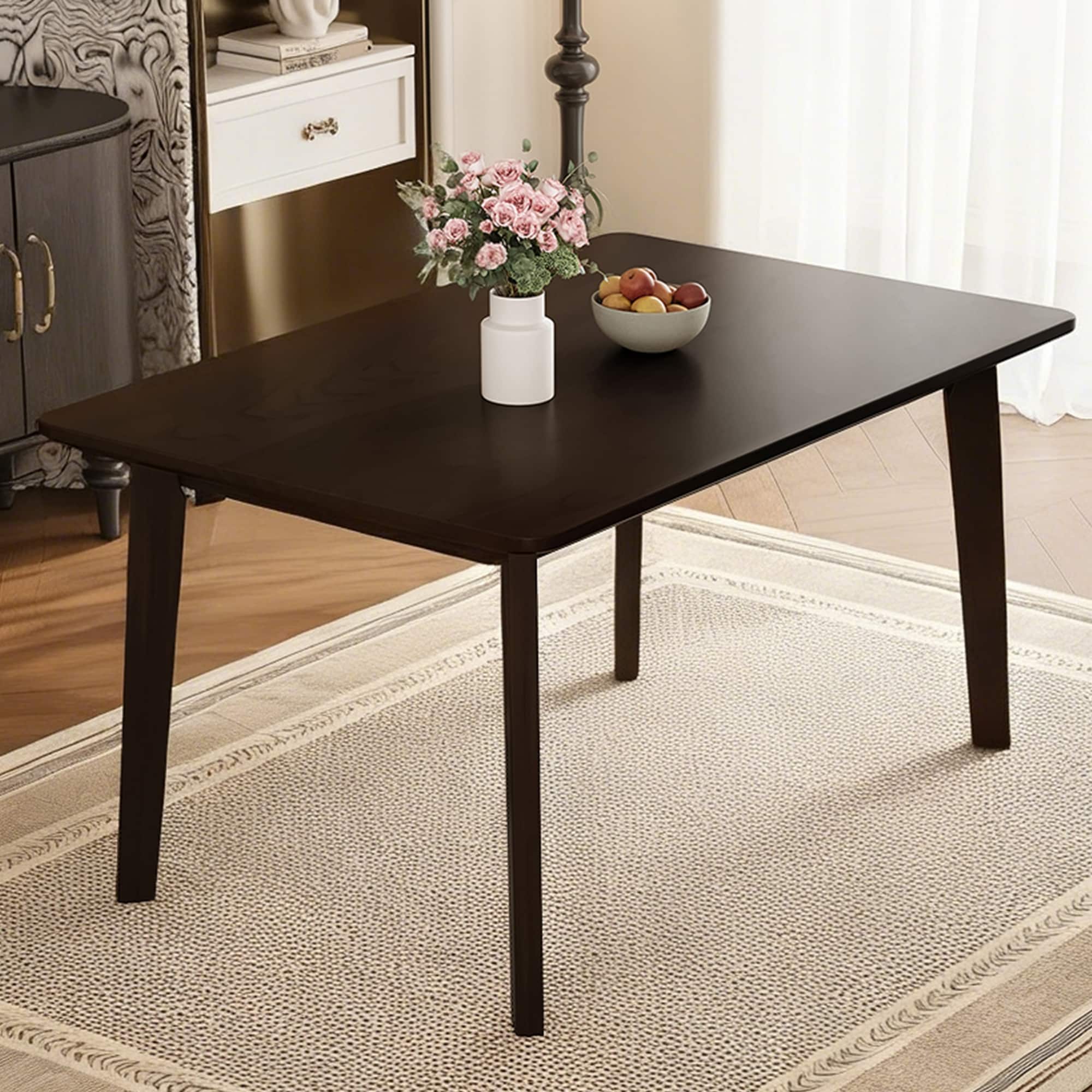 Rustic MDF & Rubber Wood Dining Table by GDFStudio