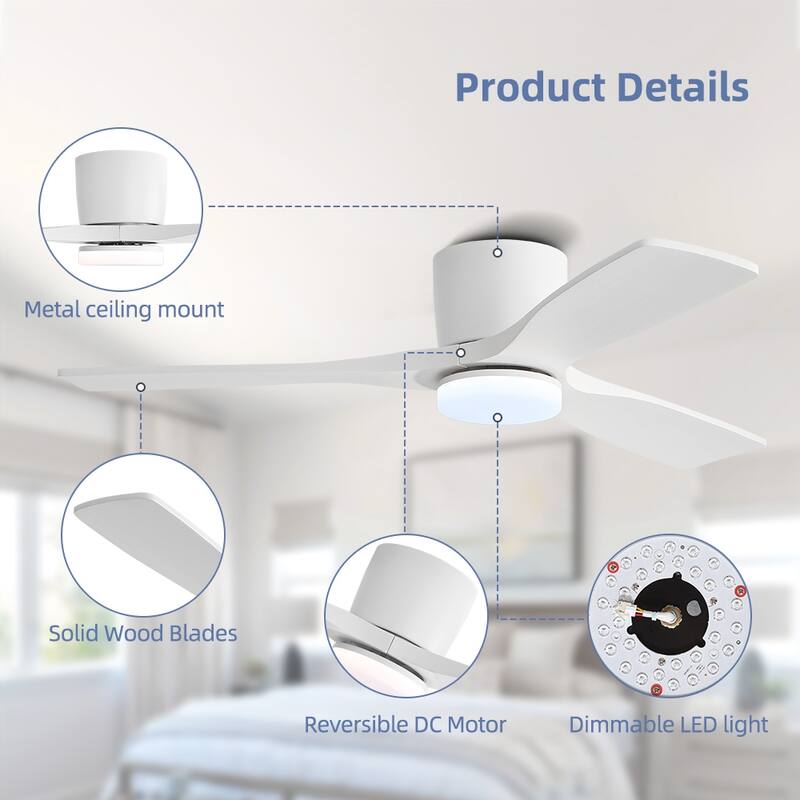 48In 3Blade Dc Motor Indoor Ceiling Fan With Light Kit And Remote