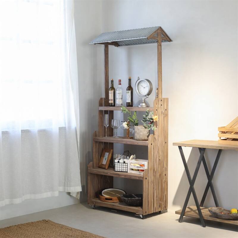 Adeline 4 Tier Display Stand with Galvanized Roof