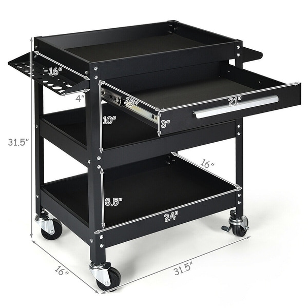 Costway Three Tray Rolling Tool Cart Mechanic Cabinet Storage
