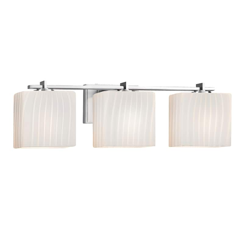 Justice Design Fusion Era 3-light Polished Chrome Bath Bar, Ribbon Rectangle Shade