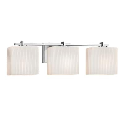 Justice Design Fusion Era 3-light Polished Chrome Bath Bar, Ribbon Rectangle Shade