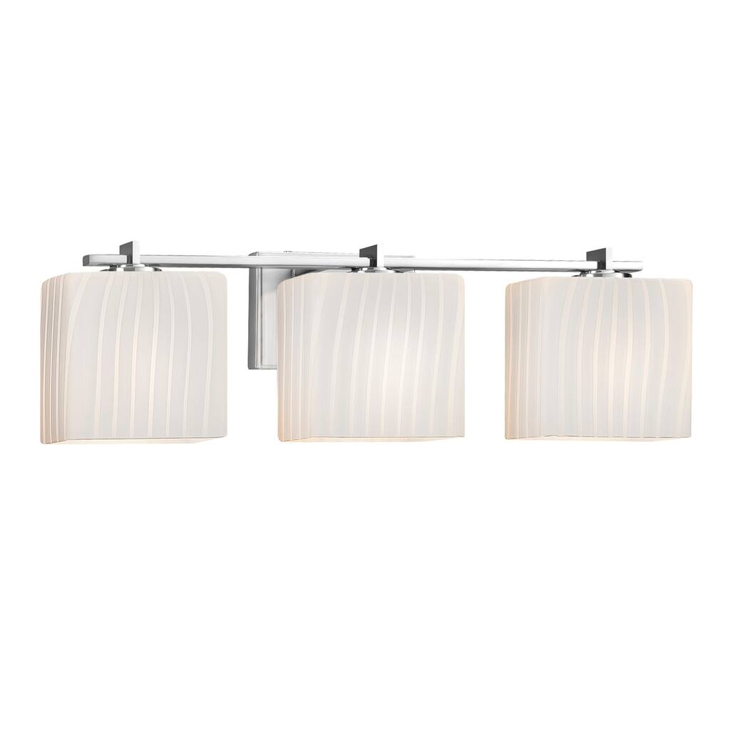 Justice Design Fusion Era 3-light Polished Chrome Bath Bar, Ribbon Rectangle Shade
