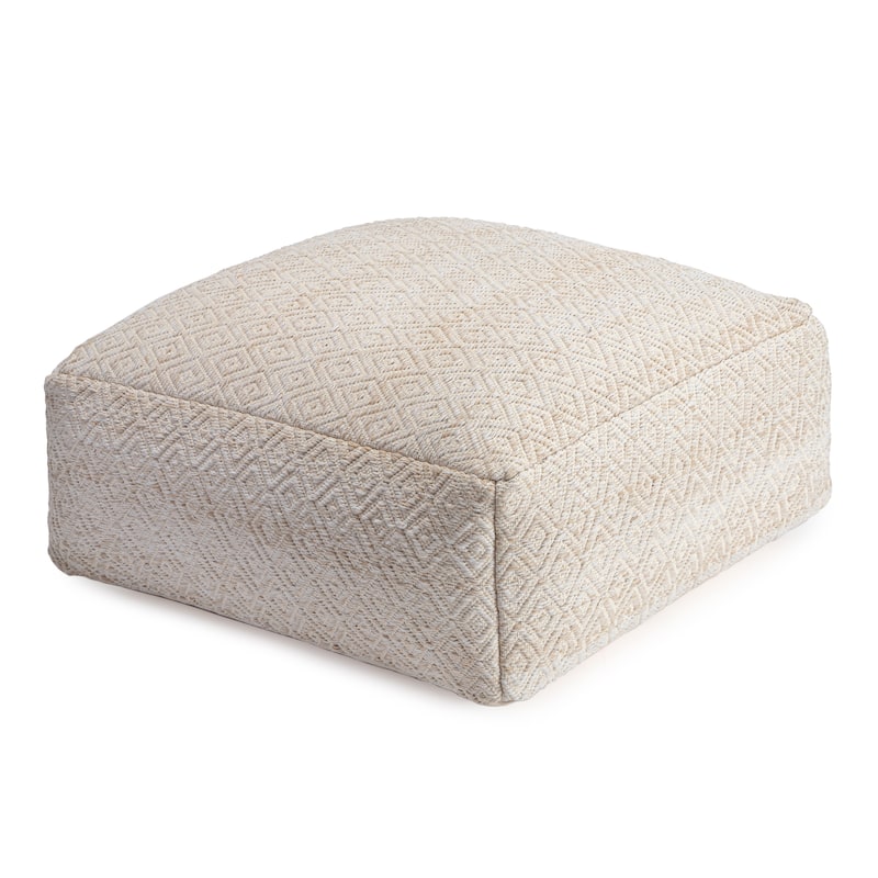 Jani Willamette 34-inch Beige Square Oversized Pouf Ottoman - Stylish Footrest for Living Room, Bedroom - Tawny