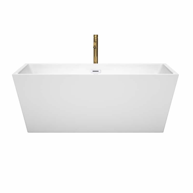 Wyndham Collection Sara 63-inch White Freestanding Soaking Bathtub
