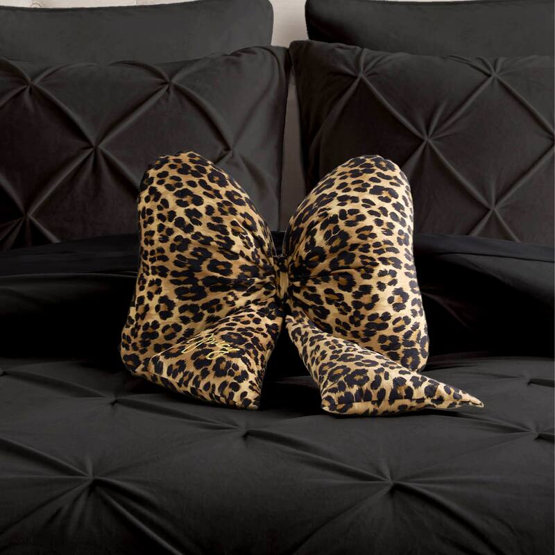 Juicy Couture Bow Shaped Pillow Decorative 1-Piece - Cheetah - 12" x 20"