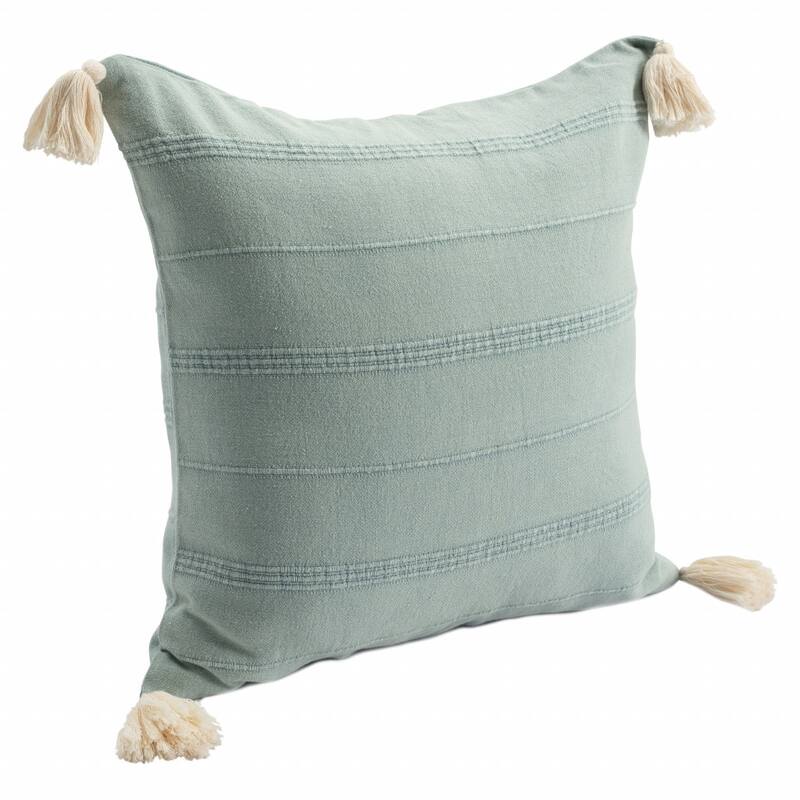 HomeRoots 18" X 18" Aqua And Green 100% Cotton Zippered Pillow