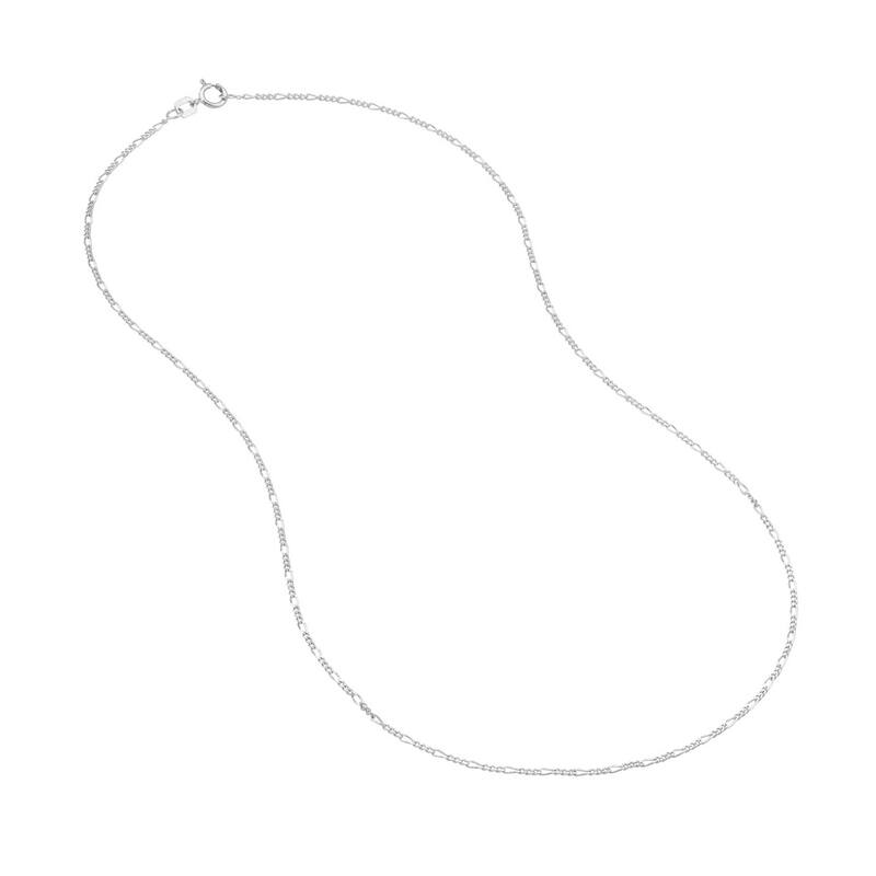 Curata 10k White Gold 1.28mm Figaro Chain Necklace (Spring Ring)