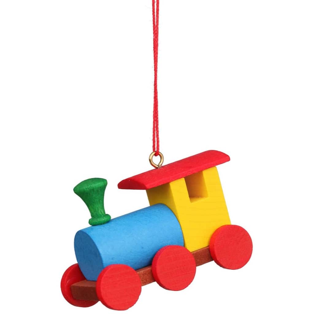 2" Red, Yellow, Blue Train Locomotive Christian Ulbricht Ornament