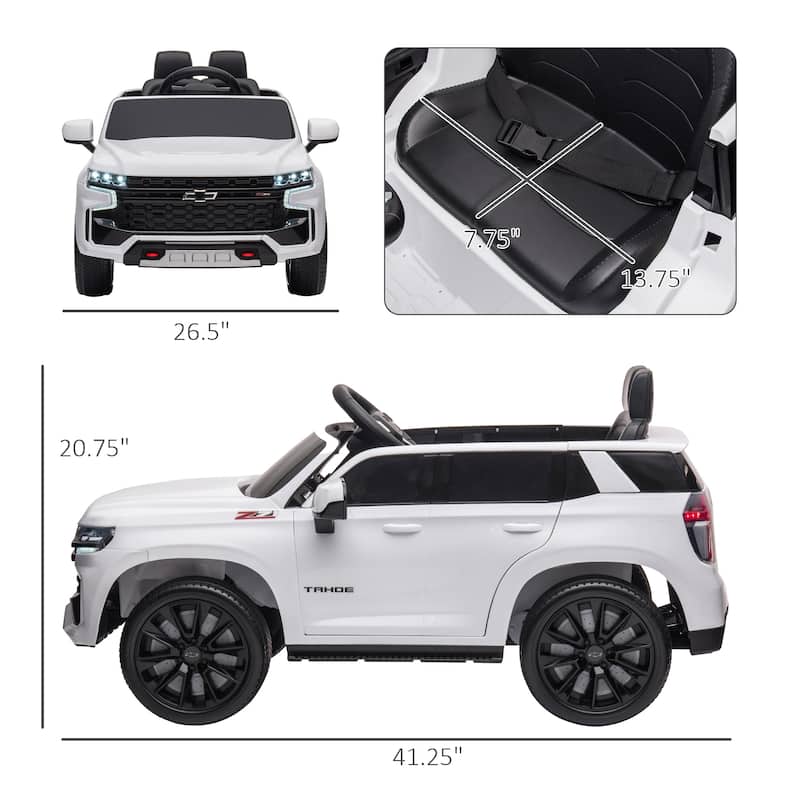 Ride on Truck Car with Headlights, White Electric Car for Kids with Music, Battery Powered Electric Vehicle with Dashboard