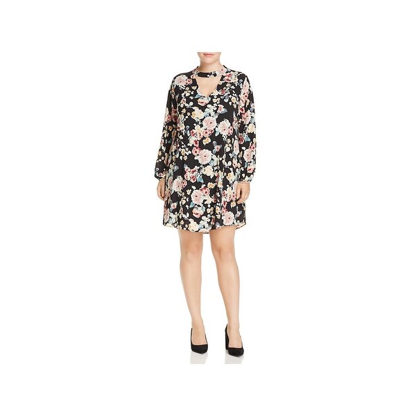 Bobeau Womens Plus Mykla Casual Dress Floral Print Choker Neck - 3X