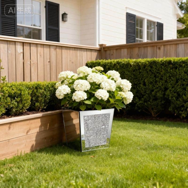 Modern Mirror Pot Planter Crushed Diamond Vase