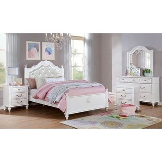 Marais Traditional White Wood 5-piece Panel Bedroom Set with USB Port by Furniture of America