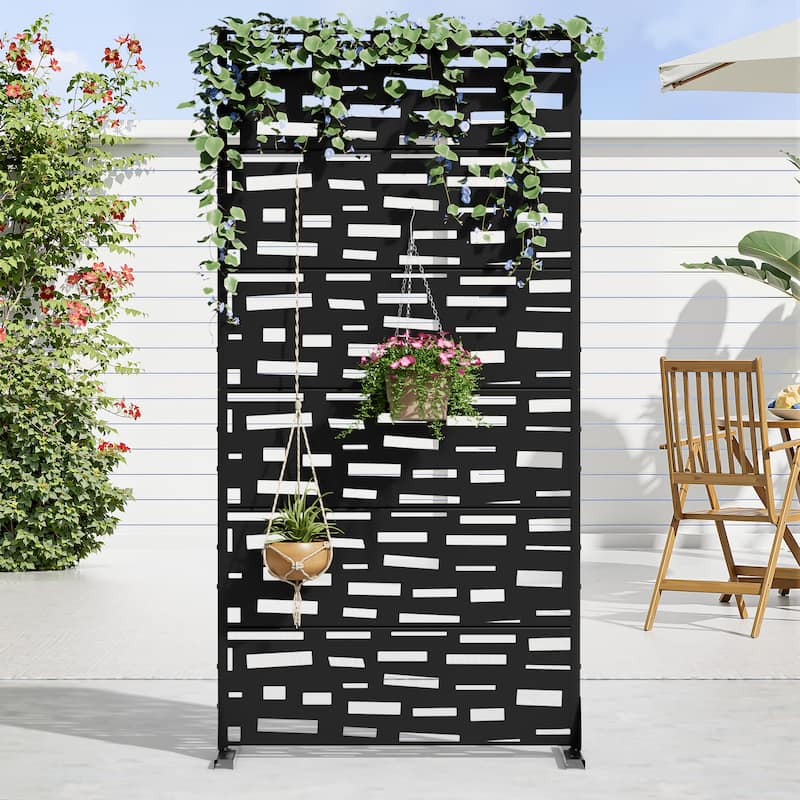 Dovelina 6ft.x 4ft. Outdoor Freestanding Metal Privacy Screen Decorative Garden Fence - 72"x35"