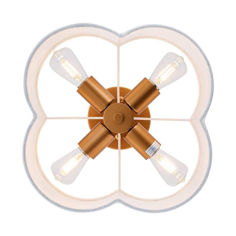 CO-Z 4 Light Clover Semi-Flush Mount Ceiling Light - Gold & White