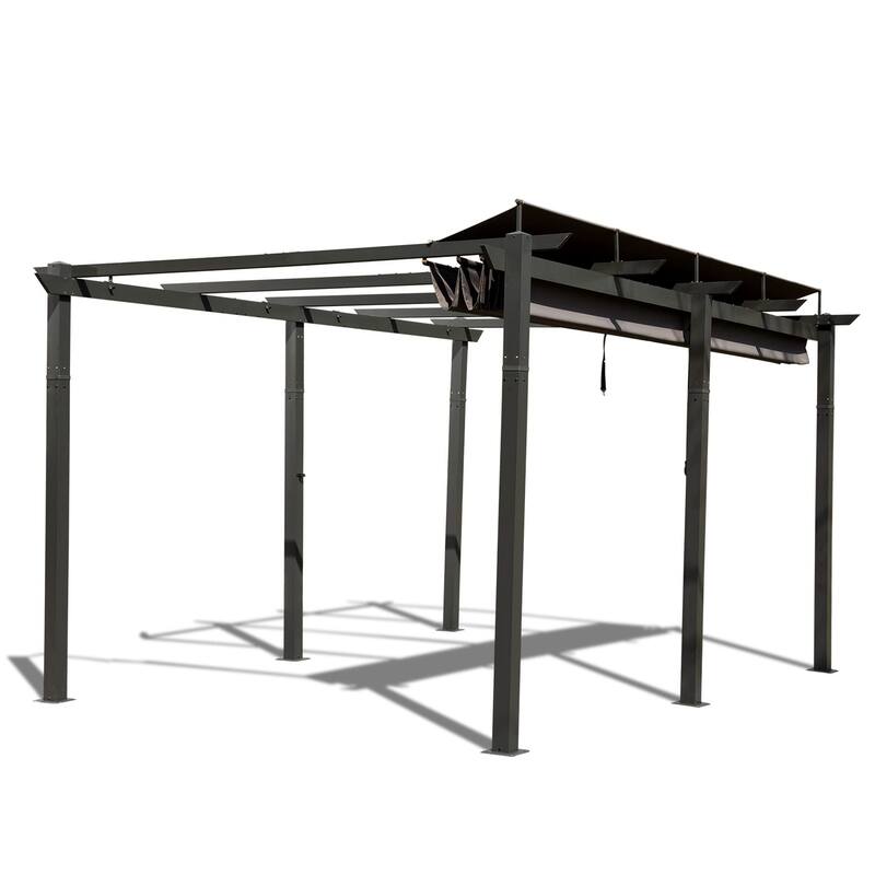 11x16 FT Retractable Aluminum Pergola with Weather-Resistant Canopy for Outdoor Living