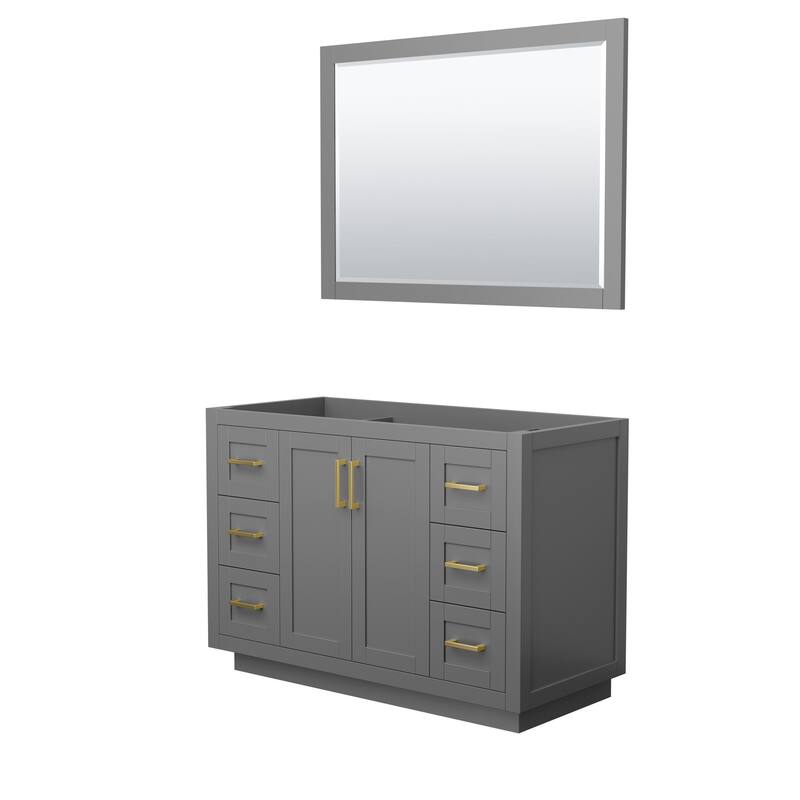 Wyndham Collection Miranda 48" Single Free Standing Vanity Cabinet - - Dark Gray / Brushed Gold Hardware