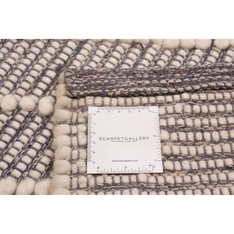 ECARPETGALLERY Braid weave Sienna Grey Wool Rug - 6'1 x 8'9