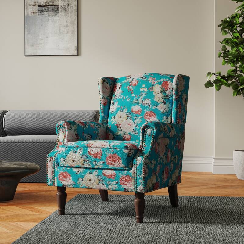 Patterned Upholstered Accent Chair for Living Room