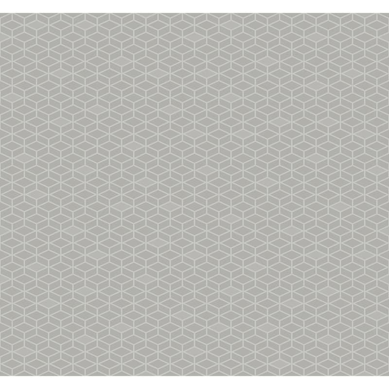 Seabrook Designs Davy Diamond Geometric Unpasted Wallpaper - 27 in. W x 27 ft. L - Silver & Metallic Ash