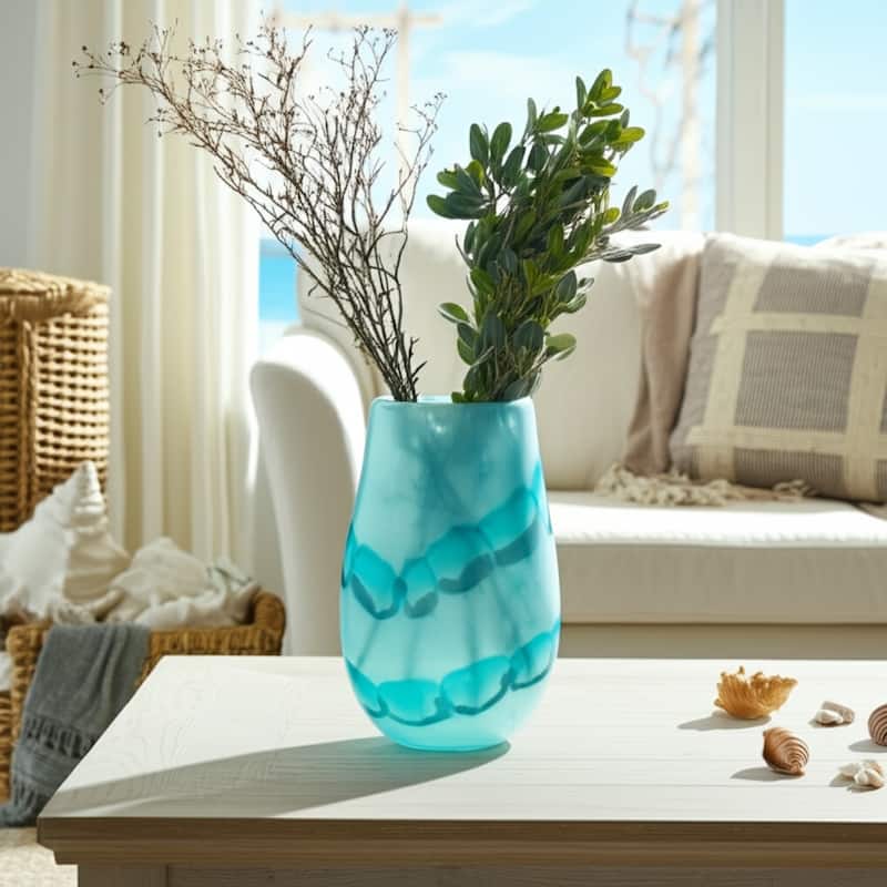 Glass Vases Coastal Style with Sculpted Detailing and Swirl Design