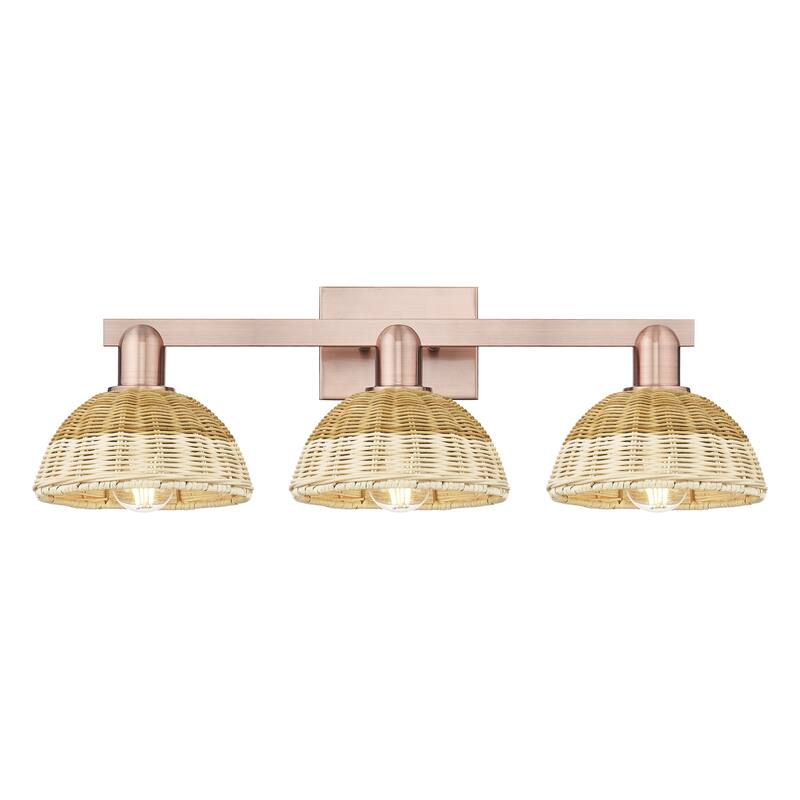 Innovations Lighting Downtown Urban - Natural Ballston Dome - 3 Light 26" Bath Vanity Light with Basketweave Shade