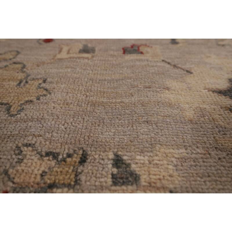 Vegetable Dye Oushak Turkish Area Rug Handmade Beige Wool Carpet - 8'1" x 9'10"