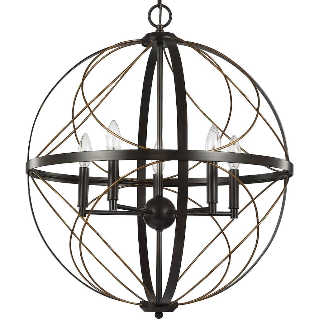 Brandywine Collection Five-Light Antique Bronze Farmhouse Pendant Light - 19.140" x 24.810" x 24.810"