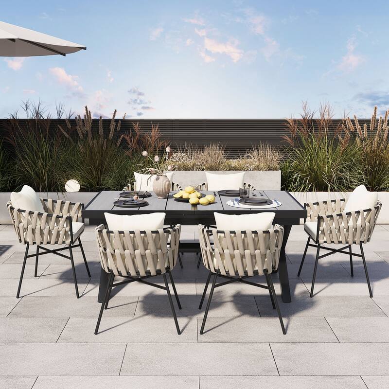 Modern 7-Piece Expandable Dining Set