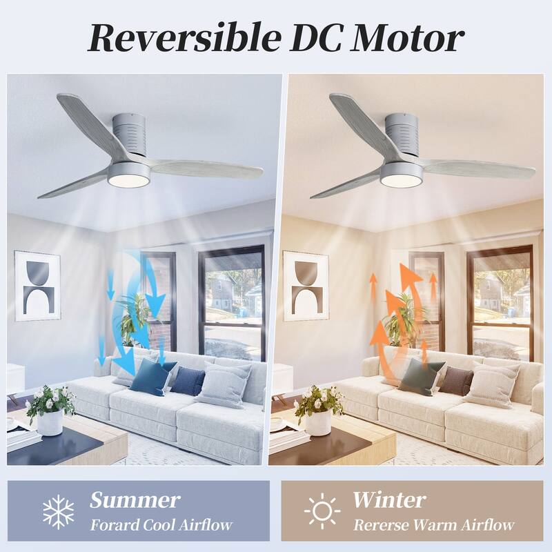 Sofucor 52" Indoor Wood Ceiling Fan Light with Remote, Integrated Light Optional