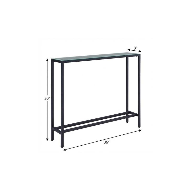 HomeRoots 36" Black and Gunmetal Mirrored Glass Console Table - 36.00 in. x 30.00 in. x 8.00 in.