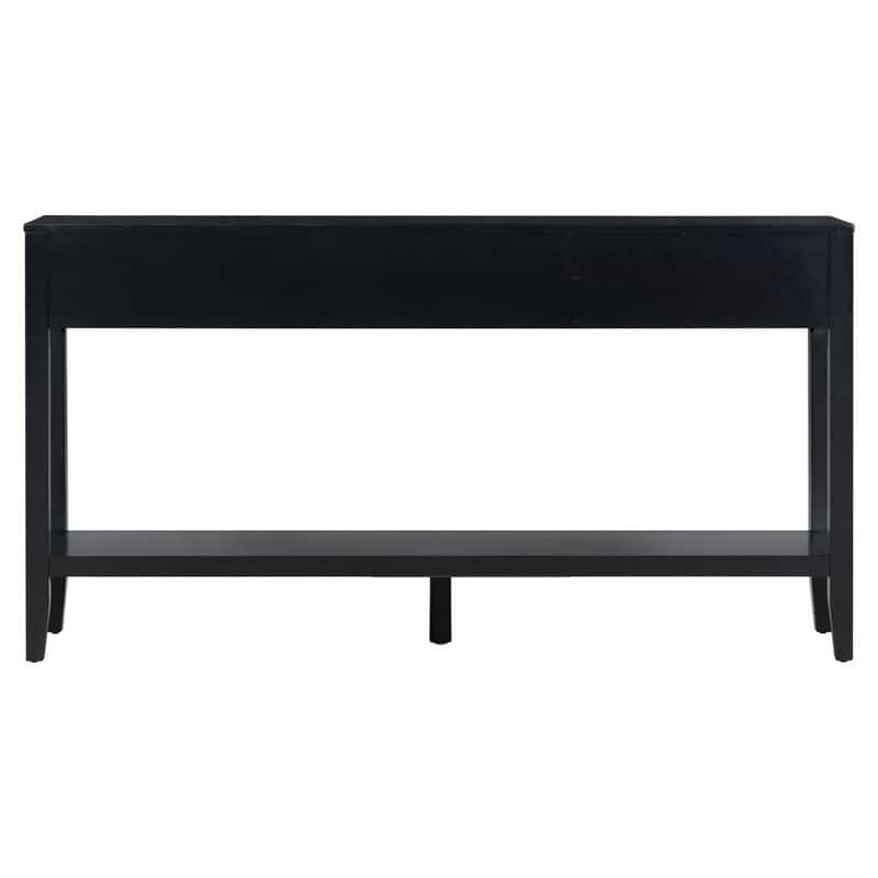 62.2" Modern Farmhouse Console Table with 3 Drawers & Open Shelf