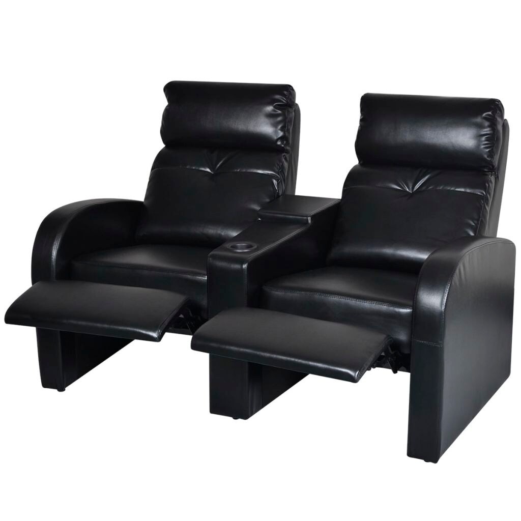 Shop Vidaxl 2 Seater Home Theater Recliner Sofa Black Faux Leather
