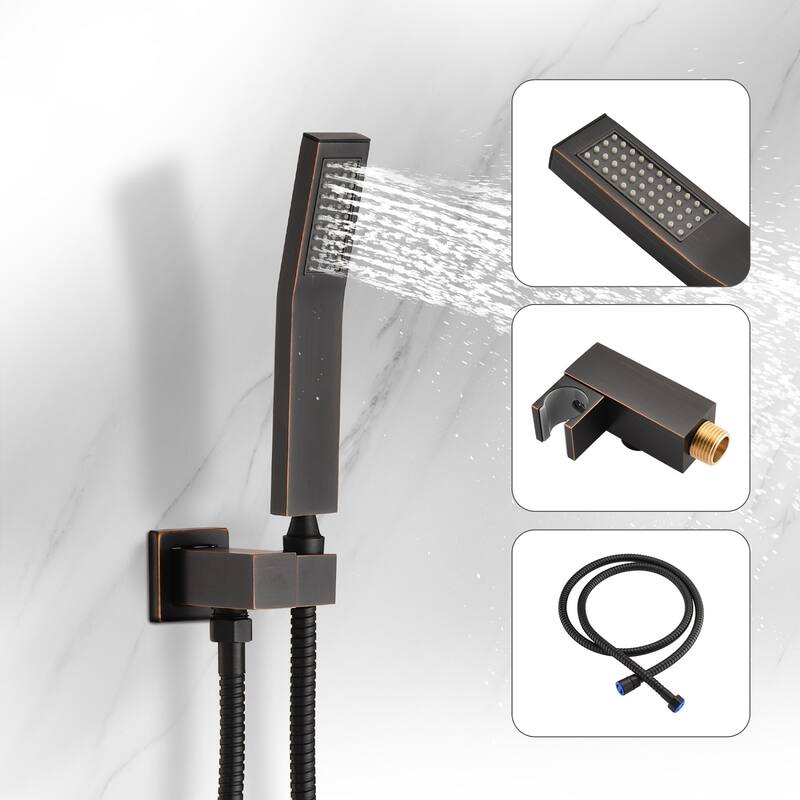 Shower Faucets Sets Complete Shower System 12 Inches Rain Shower Head with Handheld Shower Valve