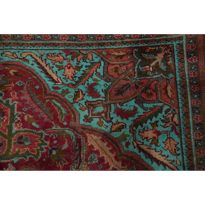 Hand Knotted Oriental 100% Wool Carpet Traditional Floral Red Heriz Area Rug - 8' 9'' X 6' 8''