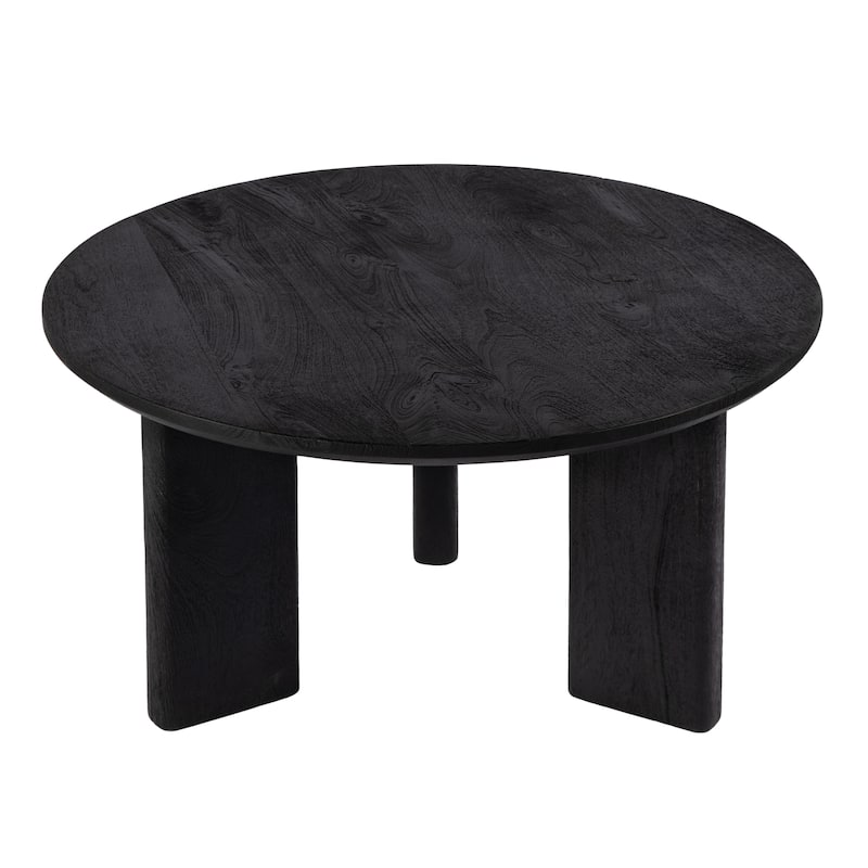 Jenni 30 in. W Round Wood Coffee Table - Black
