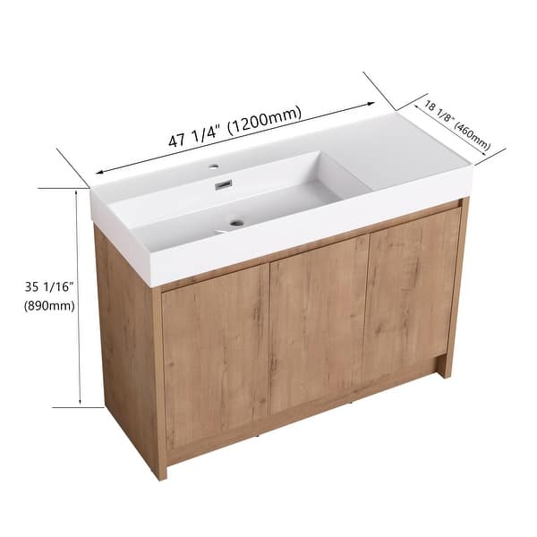 dimension image slide 2 of 9, Beingnext 24"/30"/48"/60" Bathroom Vanity with Sink, Freestanding Bathroom Vanity with Soft Close Door and Shelf