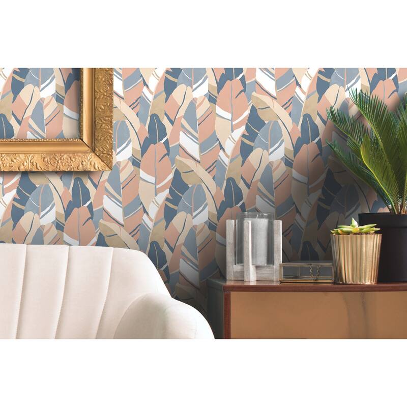 RoomMates Blue & Pink Hearts Of Palm Peel and Stick Wallpaper Bed Bath & Beyond 38883969