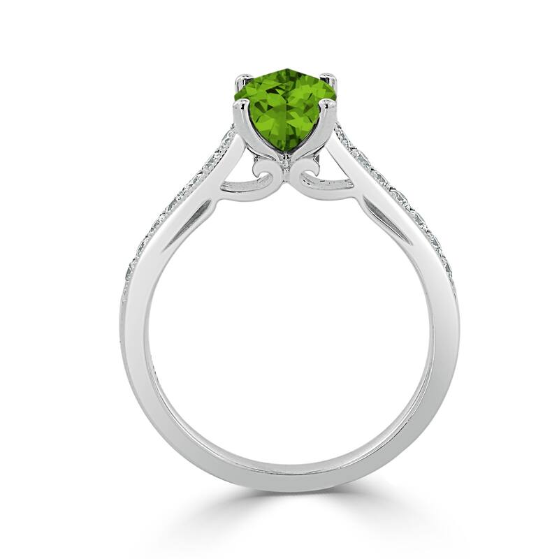 Auriya 1 1/5ct Fancy Oval Peridot and Diamond Engagement Ring 1/4ctw 14k Gold