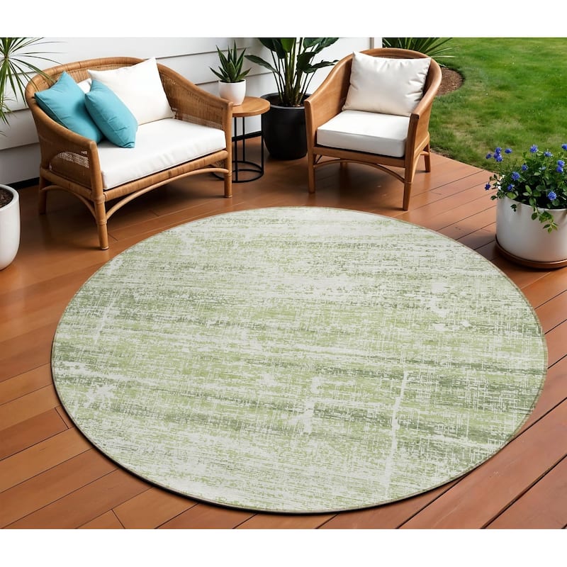 HomeRoots Abstract Transitional Rectangle Outdoor Rug - 8' Round