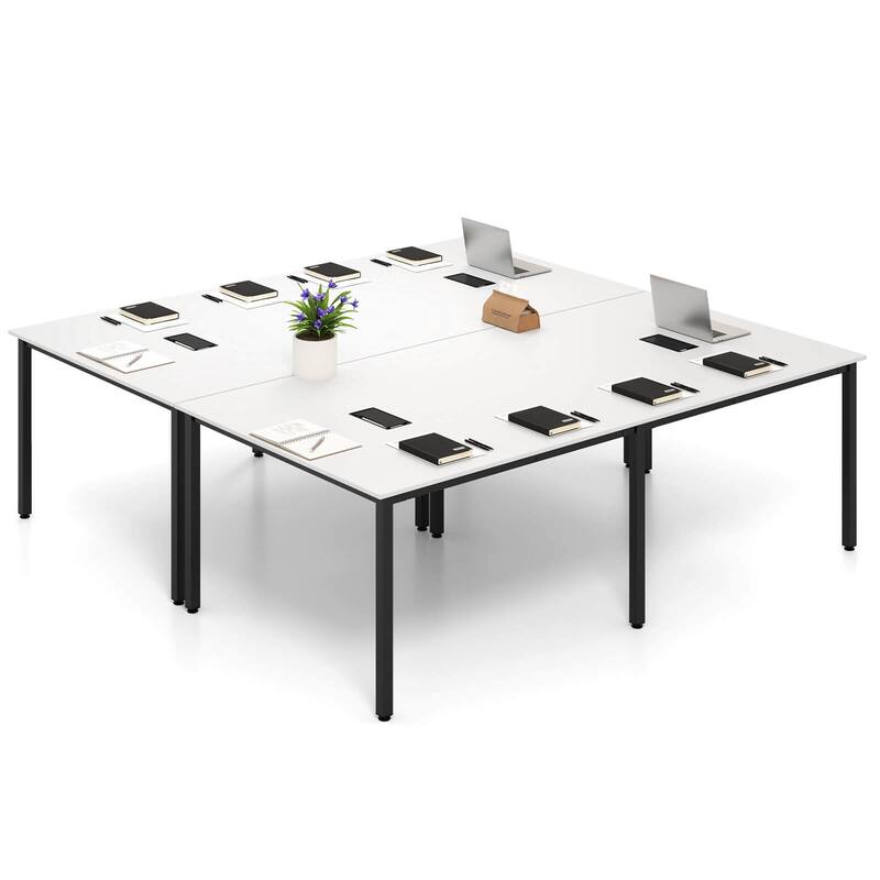 Costway 1/2 PCS 95" x 48" Large Meeting Table Seats up to 10 People 2 - See Details - White-2 PCS