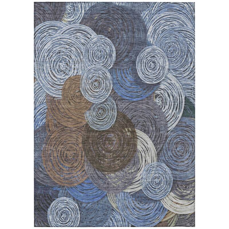 Machine Washable Indoor/ Outdoor Modern Twister Chantille Rug